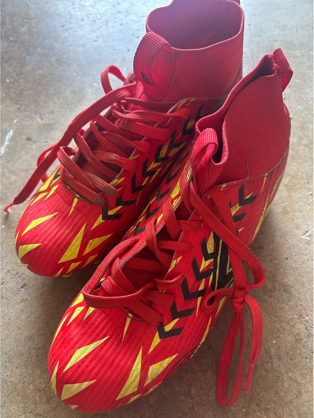 Mitre Red and Yellow Soccer Cleats with Ankle Support Size 9